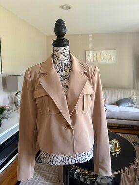 Women's Taupe Single-Button Tailored Blazer